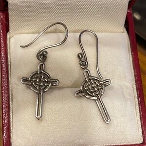 Silver Celtic Cross Dangle Earrings